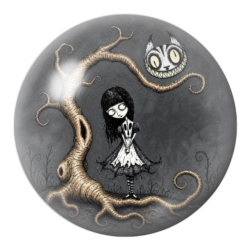 Cabochon en Verre Illustré Alice Sombre sous l’Arbre du Chat 12 à 25mm