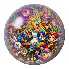 Cabochon en Verre Illustré Alice et les Personnages du Pays des Merveilles 12 à 25mm pour la Création de Bijoux Fantaisie - DIY