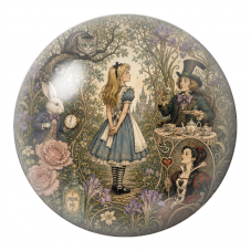 Cabochon en Verre Illustré Goûter d’Alice dans le Jardin des Iris 12 à 25mm pour la Création de Bijoux Fantaisie - DIY