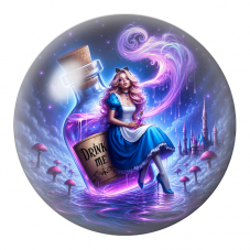 Cabochon en Verre Illustré Alice sur la Fiole Drink Me 12 à 25mm pour la Création de Bijoux Fantaisie - DIY