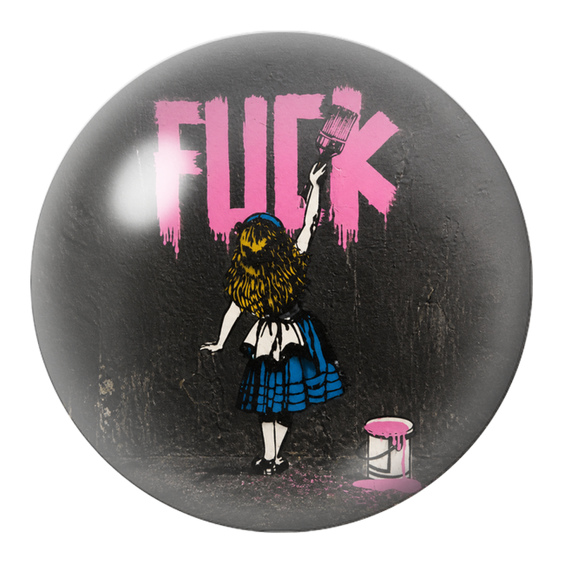 Cabochon en Verre Illustré Alice Rebelle au Graffiti Rose 12 à 25mm
