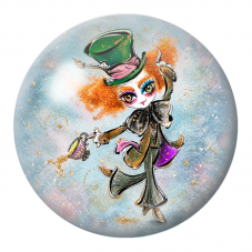 Cabochon en Verre Illustré Chapelière Rousse à la Tasse Renversée 12 à 25mm pour la Création de Bijoux Fantaisie - DIY