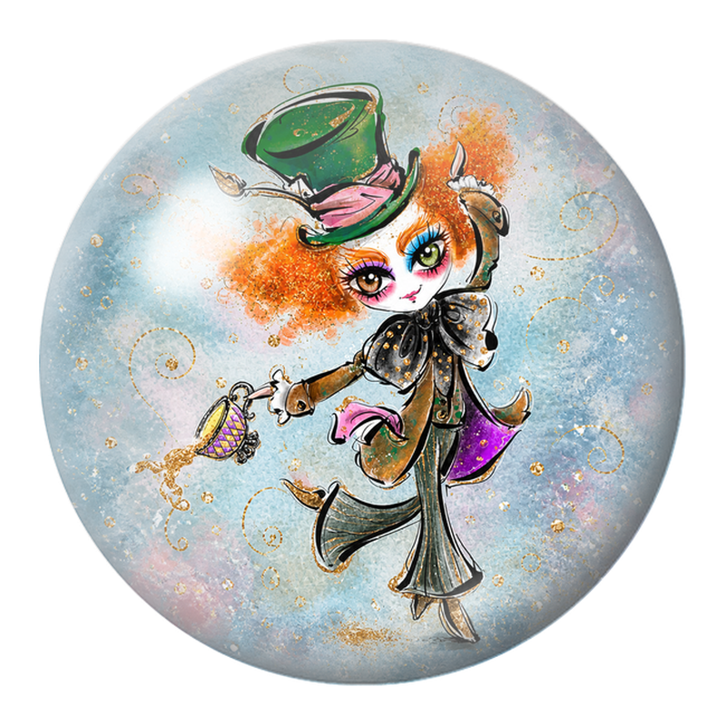 Cabochon en Verre Illustré Chapelière Rousse à la Tasse Renversée 12 à 25mm
