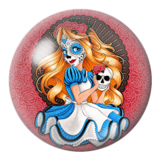Cabochon en Verre Illustré Alice Catrina aux Roses Rouges 12 à 25mm pour la Création de Bijoux Fantaisie - DIY