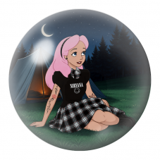 Cabochon en Verre Illustré Alice Rock au Clair de Lune 12 à 25mm pour la Création de Bijoux Fantaisie - DIY