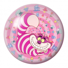 Cabochon en Verre Illustré Chat du Cheshire dans le Tourbillon Rose 12 à 25mm pour la Création de Bijoux Fantaisie - DIY