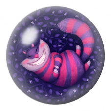 Cabochon en Verre Illustré Chat du Cheshire Endormi sous les Feuillages 12 à 25mm pour la Création de Bijoux Fantaisie - DIY