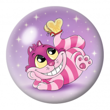Cabochon en Verre Illustré Chat du Cheshire Rose à la Clé de Cœur 12 à 25mm pour la Création de Bijoux Fantaisie - DIY