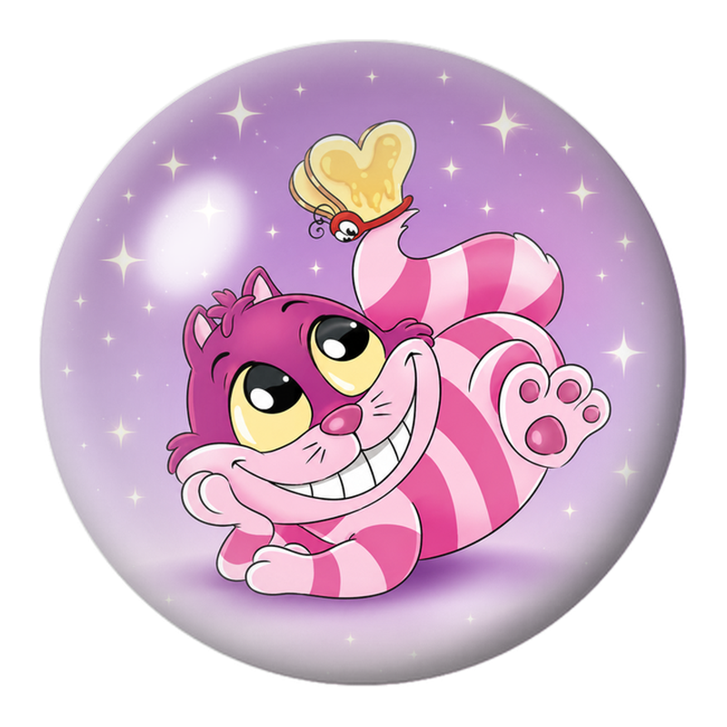 Cabochon en Verre Illustré Chat du Cheshire Rose à la Clé de Cœur 12 à 25mm