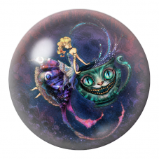 Cabochon en Verre Illustré Alice Sirène et le Chat Tasse 12 à 25mm pour la Création de Bijoux Fantaisie - DIY