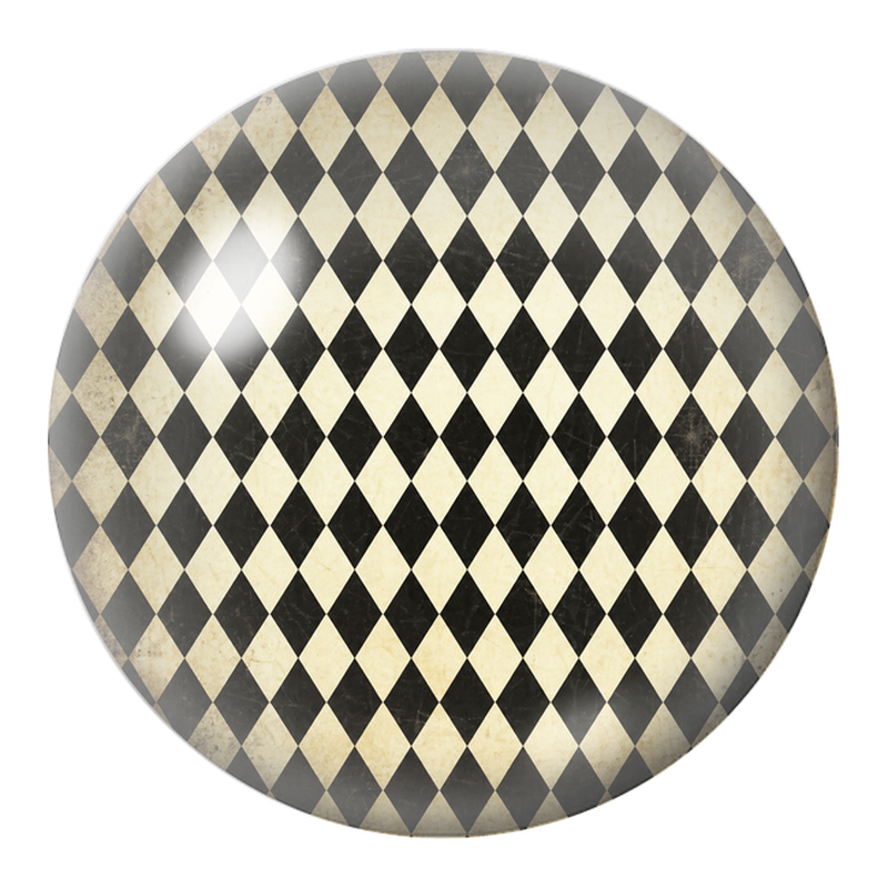 Cabochon en Verre Illustré Damier Noir et Ivoire Vintage 12 à 25mm