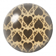 Cabochon en Verre Illustré Cœurs Bruns sur Fond Parchemin 12 à 25mm pour la Création de Bijoux Fantaisie - DIY