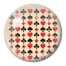 Cabochon en Verre Illustré Symboles de Cartes Vintage Rouges et Noirs 12 à 25mm pour la Création de Bijoux Fantaisie - DIY