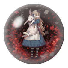Cabochon en Verre Illustré Alice Enlaçant le Lapin Blanc 12 à 25mm pour la Création de Bijoux Fantaisie - DIY