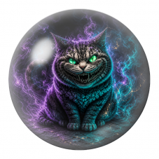 Cabochon en Verre Illustré Chat du Cheshire aux Yeux Verts dans les Fumées 12 à 25mm pour la Création de Bijoux Fantaisie - DIY