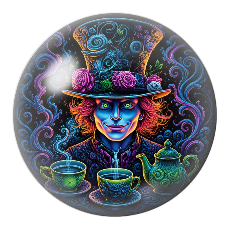 Cabochon en Verre Illustré Chapelier Néon au Service à Thé 12 à 25mm