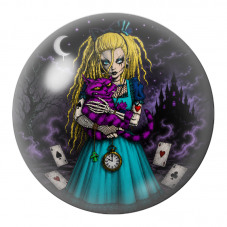 Cabochon en Verre Illustré Alice Gothique au Chat du Cheshire Violet 12 à 25mm pour la Création de Bijoux Fantaisie - DIY