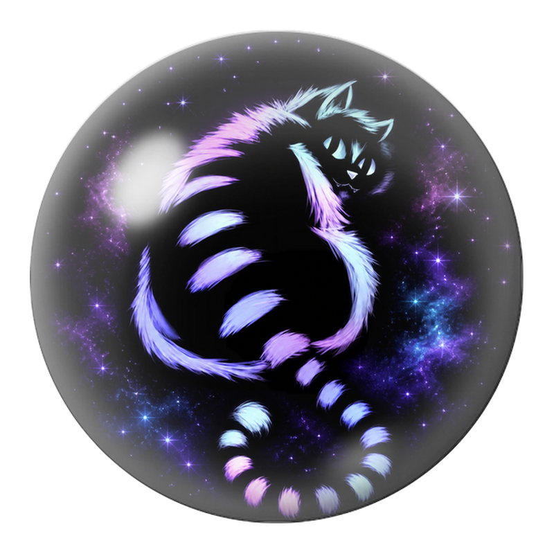 Cabochon en Verre Illustré Chat du Cheshire Cosmique Noir et Violet 12 à 25mm