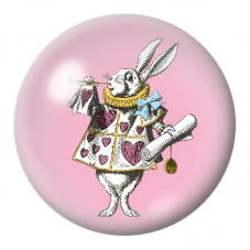 Cabochon en Verre Illustré Lapin Blanc Trompettiste aux Cœurs Roses 12 à 25mm pour la Création de Bijoux Fantaisie - DIY