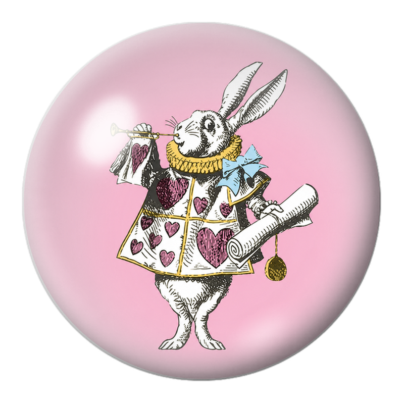 Cabochon en Verre Illustré Lapin Blanc Trompettiste aux Cœurs Roses 12 à 25mm