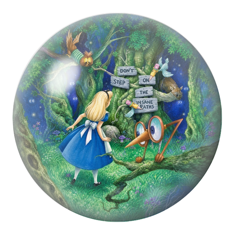 Cabochon en Verre Illustré Alice devant les Sentiers Insensés 12 à 25mm