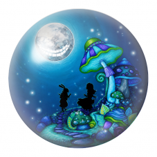 Cabochon en Verre Illustré Alice et le Chapelier sous la Lune Souriante 12 à 25mm pour la Création de Bijoux Fantaisie - DIY