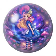 Cabochon en Verre Illustré Alice au Chapeau du Chapelier et au Chat Rose 12 à 25mm pour la Création de Bijoux Fantaisie - DIY