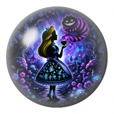 Cabochon en Verre Illustré Silhouette d’Alice offrant le Thé au Chat 12 à 25mm pour la Création de Bijoux Fantaisie - DIY