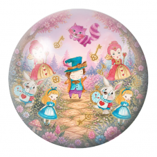 Cabochon en Verre Illustré Personnages Kawaii du Pays des Merveilles 12 à 25mm pour la Création de Bijoux Fantaisie - DIY