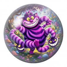 Cabochon en Verre Illustré Chat du Cheshire aux Queues Fantastiques 12 à 25mm pour la Création de Bijoux Fantaisie - DIY