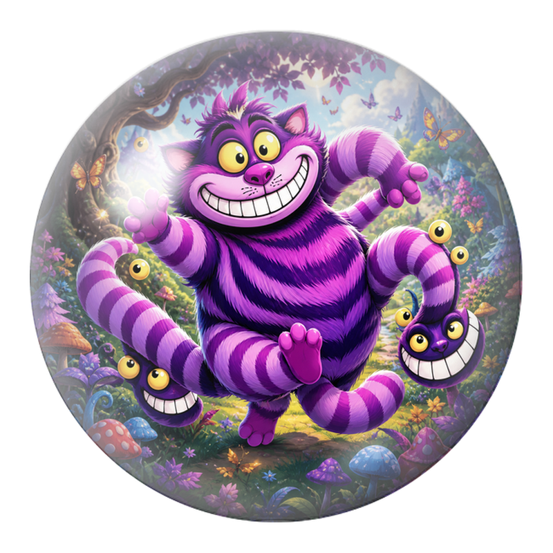 Cabochon en Verre Illustré Chat du Cheshire aux Queues Fantastiques 12 à 25mm