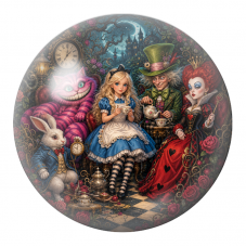 Cabochon en Verre Illustré Goûter Royal d’Alice au Château Sombre 12 à 25mm pour la Création de Bijoux Fantaisie - DIY