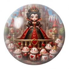 Cabochon en Verre Illustré Reine de Cœur et ses Gardes devant le Château 12 à 25mm pour la Création de Bijoux Fantaisie - DIY