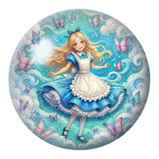 Cabochon en Verre Illustré Alice dans les Vagues et les Papillons 12 à 25mm pour la Création de Bijoux Fantaisie - DIY