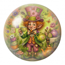 Cabochon en Verre Illustré Chapelier Patchwork au Thé Fleuri 12 à 25mm pour la Création de Bijoux Fantaisie - DIY