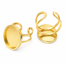 Support Bague Ajustable Doré en Acier Inoxydable pour Cabochon 13x18mm pour la Création de Bijoux Fantaisie - DIY