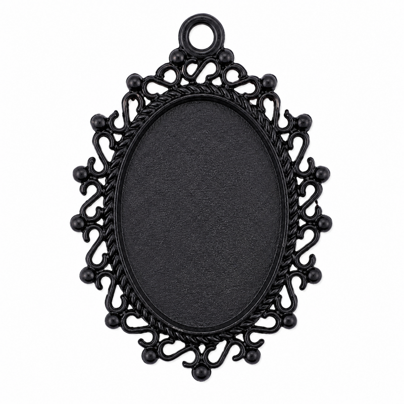 Support Pendentif Noir pour Cabochon 18x25mm