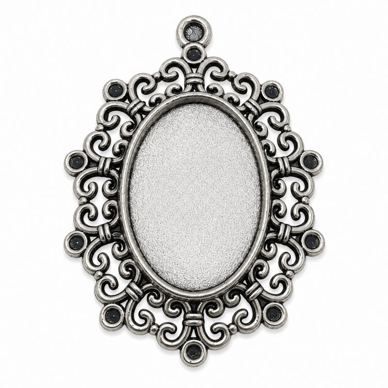 Support Pendentif Argenté pour Cabochon 18x25mm