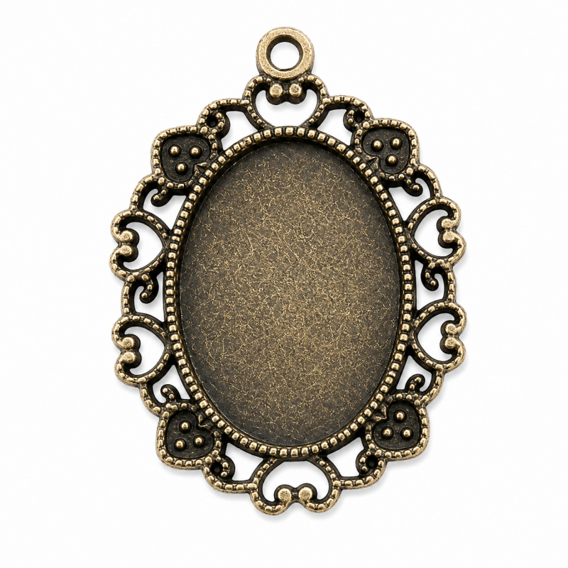 Support Pendentif Bronze pour Cabochon 18x25mm