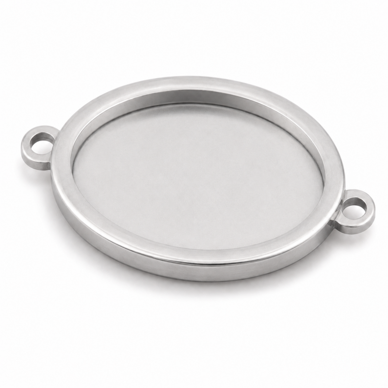 Support Connecteur Argenté en Acier Inoxydable pour Cabochon 13x18mm