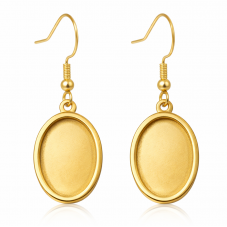 1 Paire de Support Boucle d'Oreille Doré en Acier Inoxydable pour Cabochon 13x18mm pour la Création de Bijoux Fantaisie - DIY