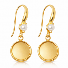 1 Paire de Support Boucle d'Oreille en Acier Inoxydable Doré pour Cabochon 12mm pour la Création de Bijoux Fantaisie - DIY