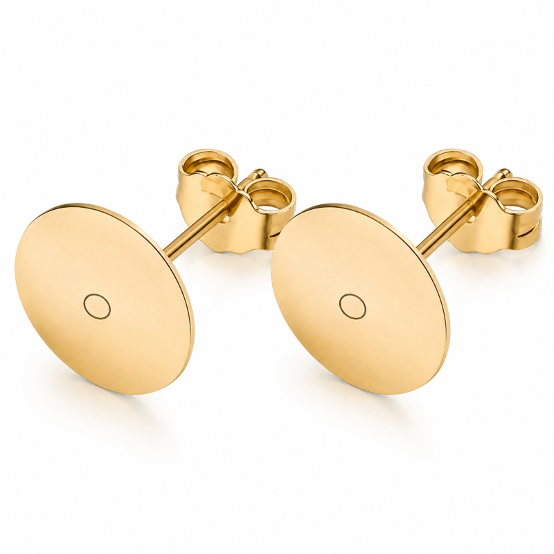 5 Paires de Support Boucle d'Oreille Tige Puce en Acier Inoxydable Doré 8mm