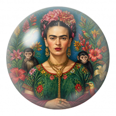 Cabochon en Verre Illustré Frida aux Singes et Oiseaux Tropicaux 12 à 25mm pour la Création de Bijoux Fantaisie - DIY