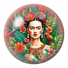 Cabochon en Verre Illustré Frida au Cœur de la Jungle Fleurie 12 à 25mm pour la Création de Bijoux Fantaisie - DIY