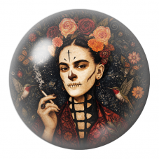 Cabochon en Verre Illustré Frida Catrina aux Colibris 12 à 25mm pour la Création de Bijoux Fantaisie - DIY