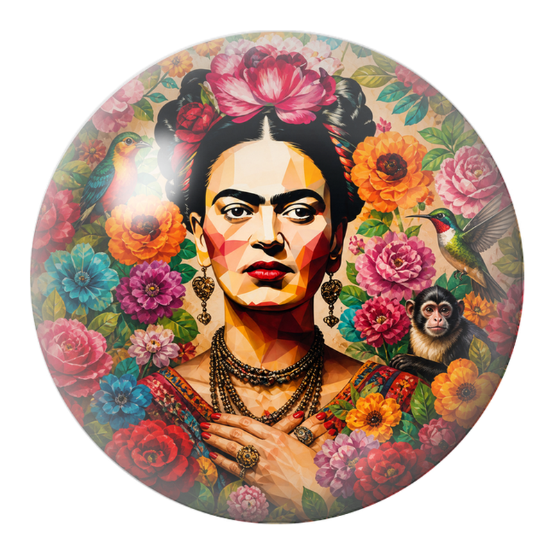 Cabochon en Verre Illustré Frida Géométrique au Jardin Tropical 12 à 25mm