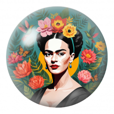 Cabochon en Verre Illustré Frida aux Colibris et Fleurs Exotiques 12 à 25mm pour la Création de Bijoux Fantaisie - DIY
