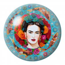 Cabochon en Verre Illustré Frida aux Carpes Koï et Gemmes Turquoise 12 à 25mm pour la Création de Bijoux Fantaisie - DIY
