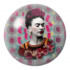 Cabochon en Verre Illustré Frida aux Roses sur Mandalas Roses 12 à 25mm pour la Création de Bijoux Fantaisie - DIY